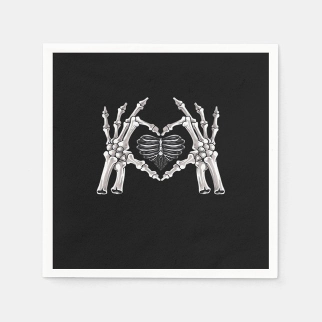 Skeleton Ribs Hand Heart-tecken Pappersservett (Framsidan)
