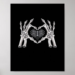 Skeleton Ribs Hand Heart-tecken Poster