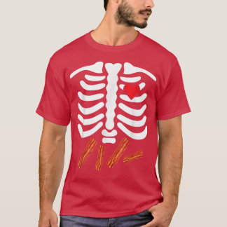 Skeleton Ribs Sunk Food Belly Bacon Älskare Funny T Shirt