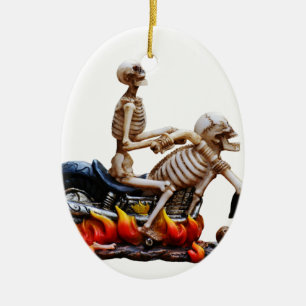 Skeleton Rider Julgransprydnad Keramik
