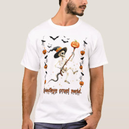 Skeleton Riding a Broomstick Halloween T Shirt