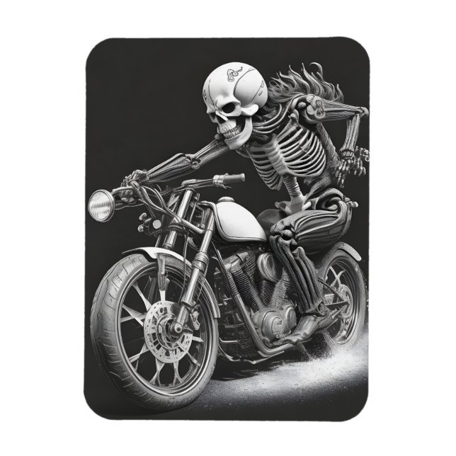 Skeleton Riding a Motorcycle Magnet (Vertikal)