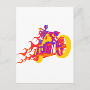 Skeleton Riding a Motorcycle Vykort