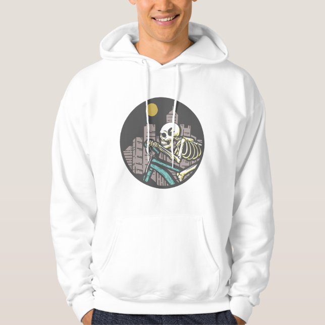 Skeleton Riding Bicycle Hoodie (Framsida)