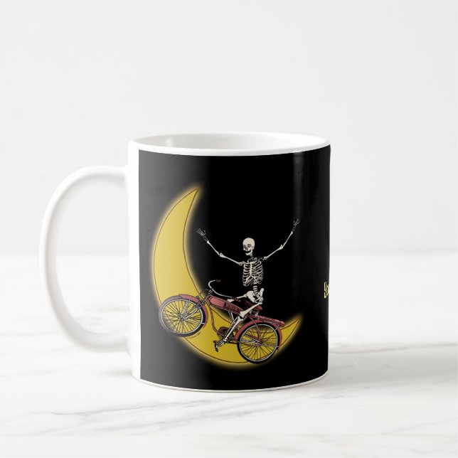 Skeleton Riding Bike mugg (Vänster)