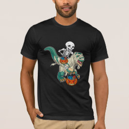 Skeleton Riding Dinosaur Mummy Pumpkin Halloween T Shirt