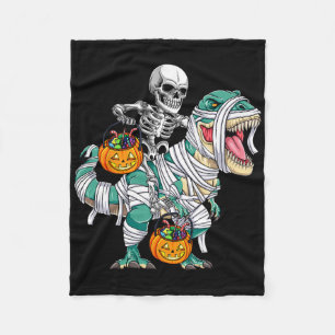 Skeleton Riding Dinosaur T Rex Roligt Kids Boys Ha Fleecefilt