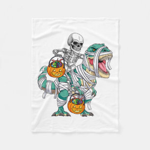 Skeleton Riding Dinosaur T Rex Roligt Kids Boys Ha Fleecefilt