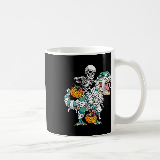 Skeleton Riding Dinosaur T Rex Roligt Kids Boys Ha Kaffemugg (Höger)