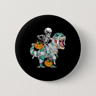 Skeleton Riding Dinosaur T Rex Roligt Kids Boys Ha Knapp