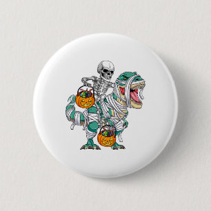 Skeleton Riding Dinosaur T Rex Roligt Kids Boys Ha Knapp
