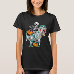 Skeleton Riding Dinosaur T Rex Roligt Kids Boys Ha Shirt