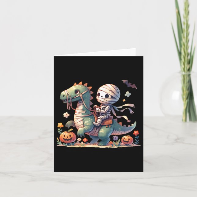 Skeleton Riding Dragon Halloween Pumpkin Theme Kid Kort (Framsida)