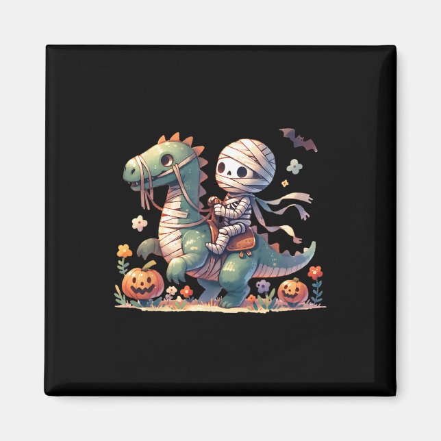 Skeleton Riding Dragon Halloween Pumpkin Theme Kid Magnet (Framsidan)