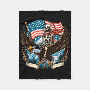Skeleton Riding Eagle USA 4:e juli Pat Fleecefilt