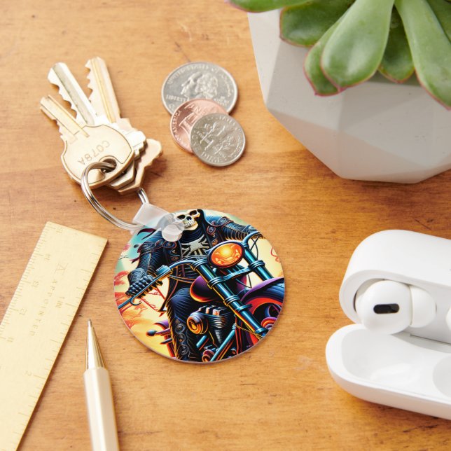 Skeleton Riding genom brandgrottan Nyckelring (Skrivbord)