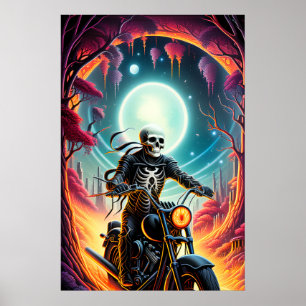Skeleton Riding genom brandgrottan Poster