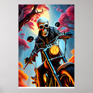 Skeleton Riding genom brandgrottan Poster