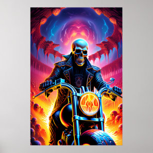 Skeleton Riding genom brandgrottan Poster