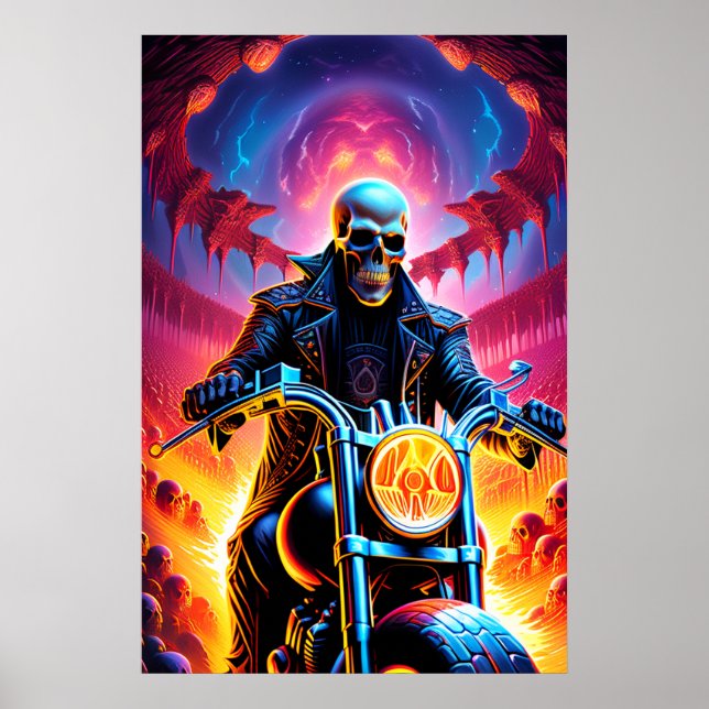 Skeleton Riding genom brandgrottan Poster (Framsidan)
