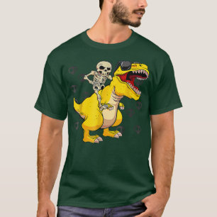 Skeleton Riding Gult Dinosaur Lazy Halloween Cos T Shirt