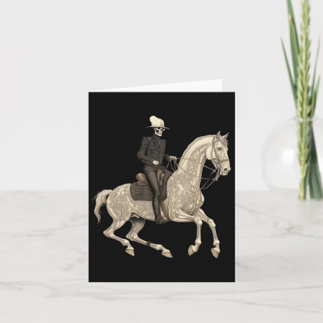 Skeleton Riding Horse Cowboy Horse Lover Halloween Kort (Framsida)