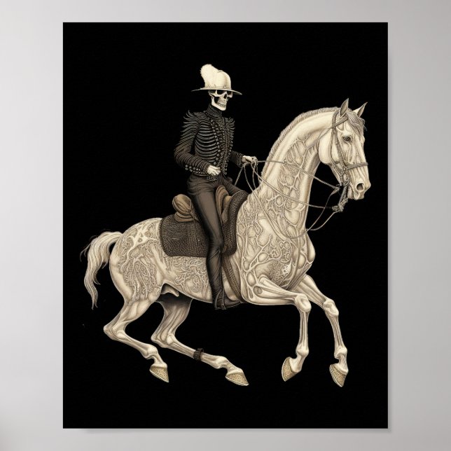Skeleton Riding Horse Cowboy Horse Lover Halloween Poster (Framsidan)