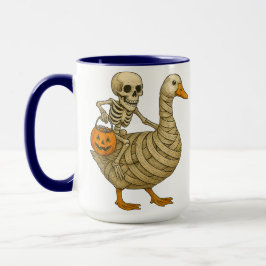 Skeleton Riding Mamma Goose Halloween Funny Pumpki Mugg