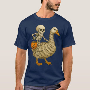 Skeleton Riding Mamma Goose Halloween Funny Pumpki T Shirt