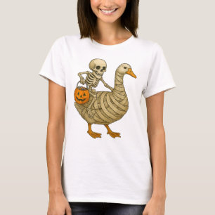 Skeleton Riding Mamma Goose Halloween Funny Pumpki T Shirt