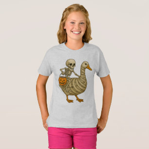 Skeleton Riding Mamma Goose Halloween Funny Pumpki T Shirt