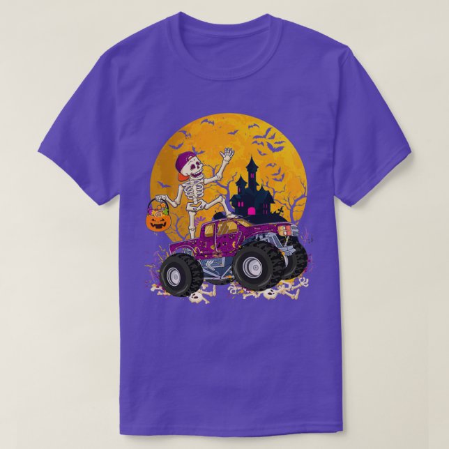 Skeleton Riding Monster Lastbil 2 T Shirt (Design framsida)