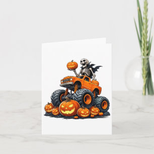 Skeleton Riding Monster Lastbil Halloween Pumpkin Kort