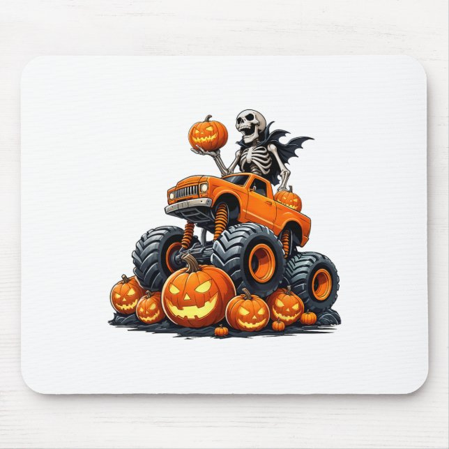 Skeleton Riding Monster Lastbil Halloween Pumpkin  Musmatta (Framsidan)