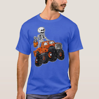 Skeleton Riding Monster Lastbil Lazy Halloween Cos T Shirt