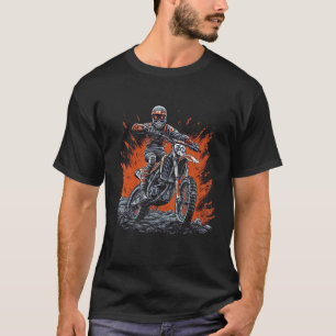 Skeleton Riding Motorcycle Halloween Dirt Bike Maj T Shirt