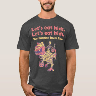 Skeleton Riding Mummy Dinosaur Låt oss Eat Kids Ha T Shirt