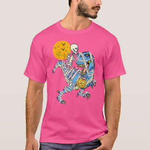 Skeleton Riding Mummy Dinosaur rex for Boys Kids H T Shirt