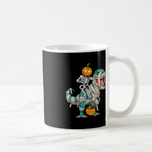 Skeleton Riding Mummy Dinosaur T rex Halloween Pum Kaffemugg