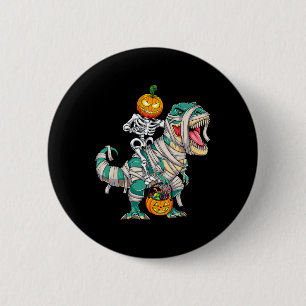 Skeleton Riding Mummy Dinosaur T rex Halloween Pum Knapp