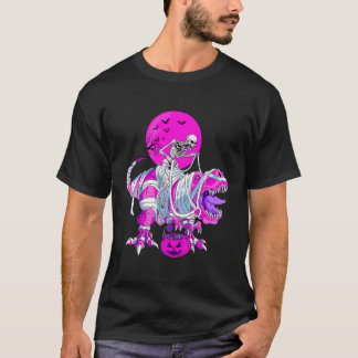 Skeleton Riding Mummy Dinosaur t Rex Hiss Pumpkin Shirt