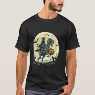 Skeleton Riding Mummy Dinosaur T Rex Pumpkin Funny Shirt