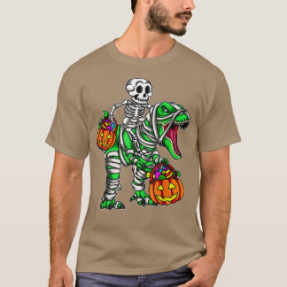 Skeleton Riding Mummy Dinosaur T Rex Pumpkin Funny Shirt