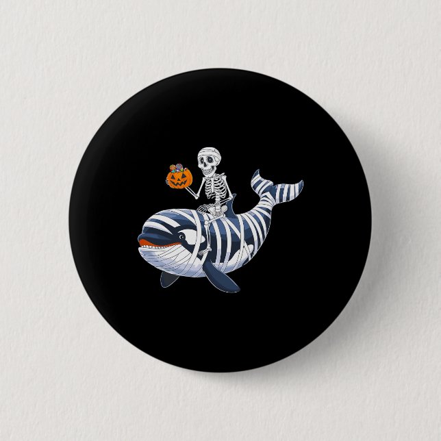Skeleton Riding Mummy Orca Halloween Candy Whale Knapp (Framsida)