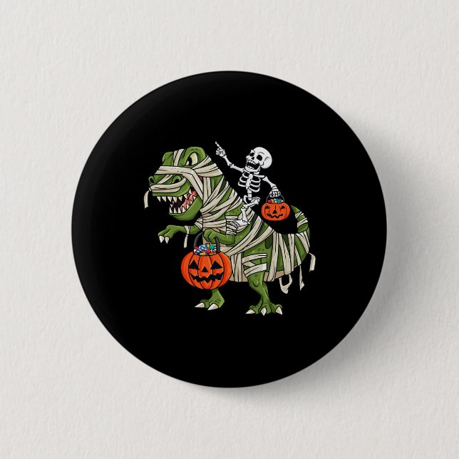 Skeleton Riding Mummy T Rex Halloween Boys Girls K Knapp (Framsida)