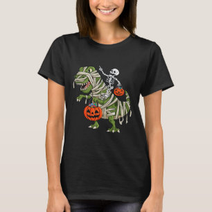 Skeleton Riding Mummy T Rex Halloween Boys Girls K T Shirt