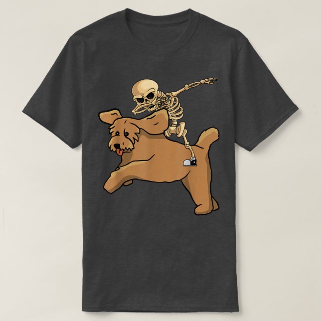 Skeleton Riding Pudel Lazy Halloween Costume Cute T Shirt (Design framsida)