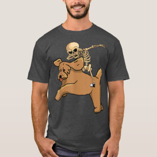 Skeleton Riding Pudel Lazy Halloween Costume Cute T Shirt