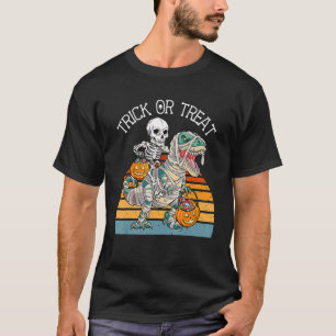 Skeleton Riding Rex Bus eller godis Kids Kärlek Di T Shirt