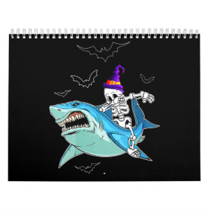 Skeleton Riding Shark Funny - Crazy Halloween Gift Kalender